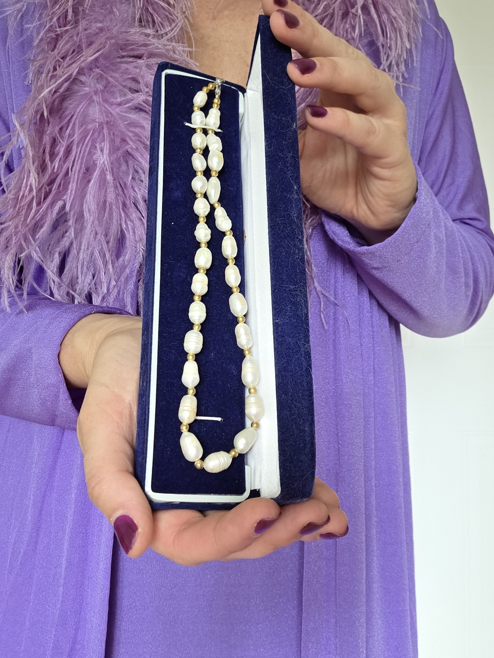 Vintage Freshwater Pearl Necklace | Baroque Pearls & Gold Beads